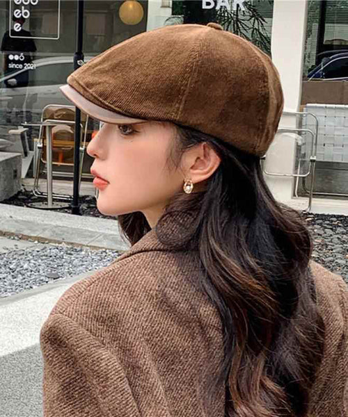 Coffee Fashion Hat Corduroy Unique Versatile Breton FashionChic