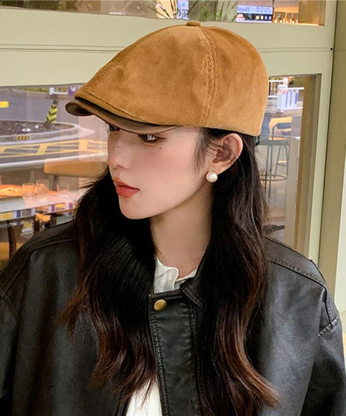 Coffee Fashion Hat Corduroy Unique Versatile Breton FashionChic