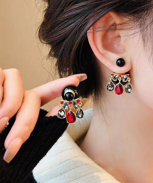 Colorblock Crystal Alloy Tassel Ball Unique Copper Drop Earrings FashionChic
