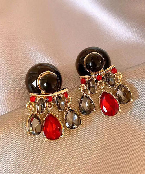 Colorblock Crystal Alloy Tassel Ball Unique Copper Drop Earrings FashionChic