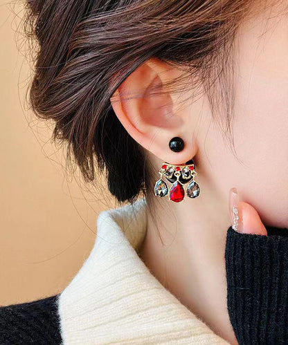 Colorblock Crystal Alloy Tassel Ball Unique Copper Drop Earrings FashionChic