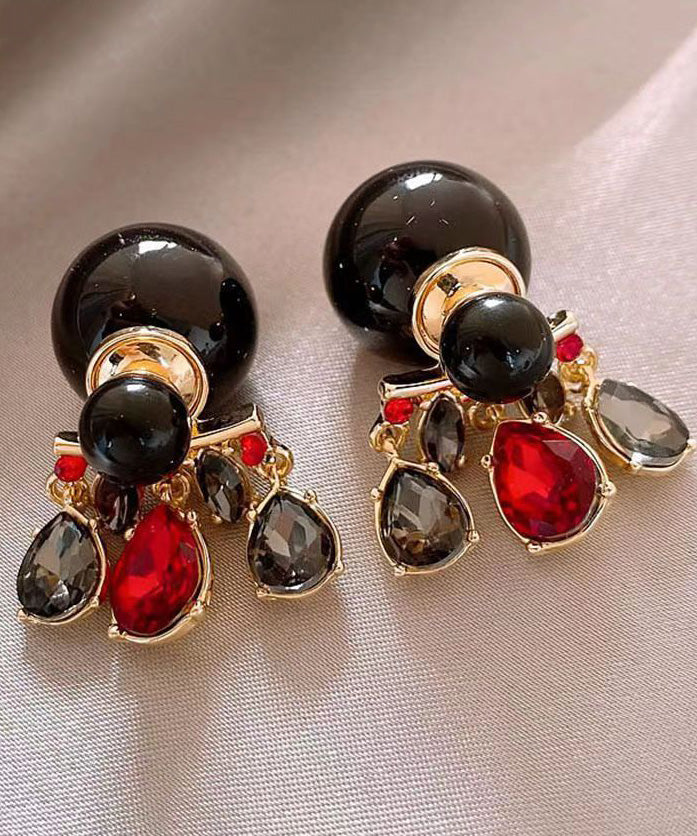 Colorblock Crystal Alloy Tassel Ball Unique Copper Drop Earrings FashionChic