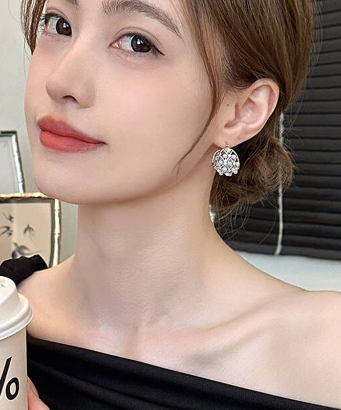 Unique Copper Alloy Pearl Hoop Earrings PO012 JEW-EAR240729