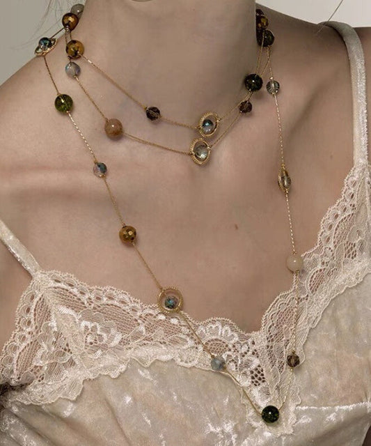 Unique Gold Metal Alloy Pearl Gypsophila Gratuated Bead Necklace YR007 ABC