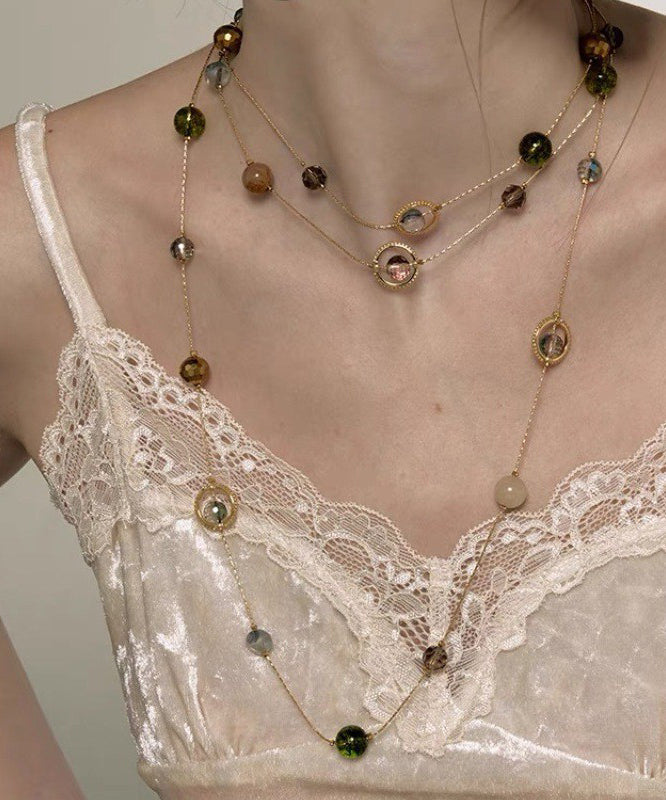 Unique Gold Metal Alloy Pearl Gypsophila Gratuated Bead Necklace YR007 ABC
