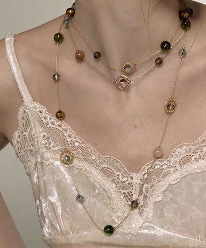 Unique Gold Metal Alloy Pearl Gypsophila Gratuated Bead Necklace YR007 ABC