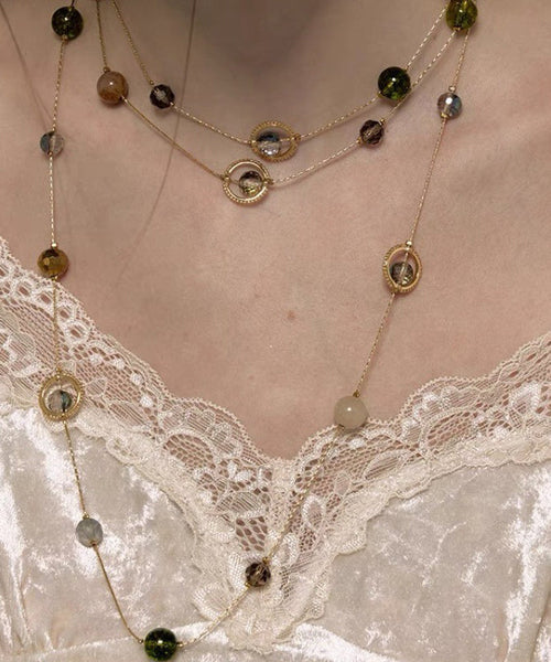 Unique Gold Metal Alloy Pearl Gypsophila Gratuated Bead Necklace YR007 ABC