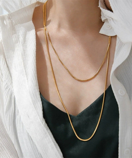 Unique Gold Stainless Steel Double Layer Sweater Necklace YD016 ABC