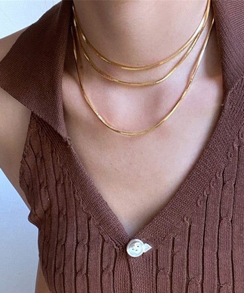 Unique Gold Stainless Steel Double Layer Sweater Necklace YD016 ABC