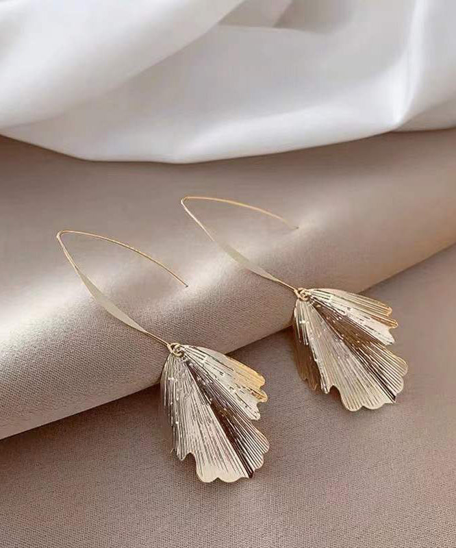 Unique Gold Sterling Silver Alloy Ginkgo leaves Drop Earrings WP003 JEW-EAR241112