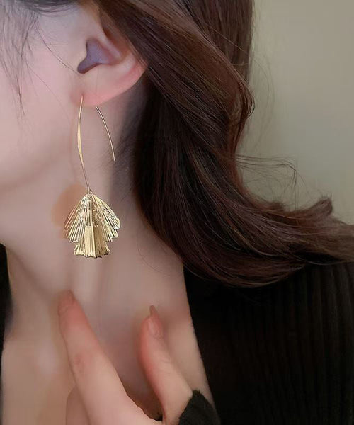 Unique Gold Sterling Silver Alloy Ginkgo leaves Drop Earrings WP003 JEW-EAR241112