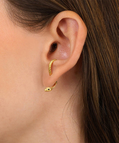 Sterling Overgild Earrings Stud Gold Serpentine Unique Silver FashionChic