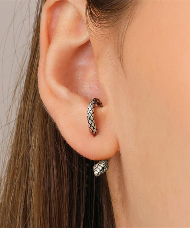 Sterling Overgild Earrings Stud Gold Serpentine Unique Silver FashionChic