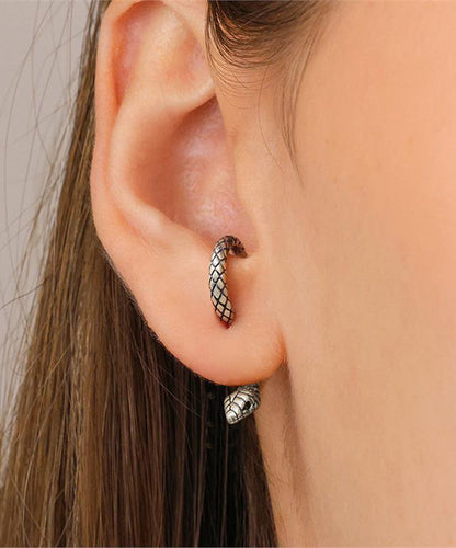 Sterling Overgild Earrings Stud Gold Serpentine Unique Silver FashionChic