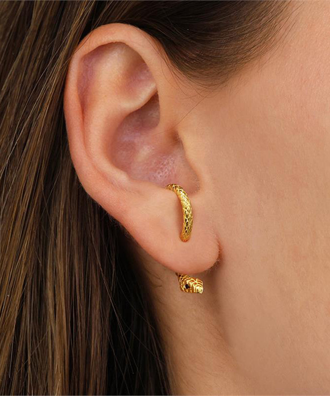 Sterling Overgild Earrings Stud Gold Serpentine Unique Silver FashionChic