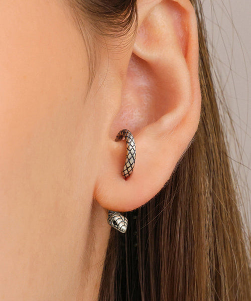 Sterling Overgild Earrings Stud Gold Serpentine Unique Silver FashionChic