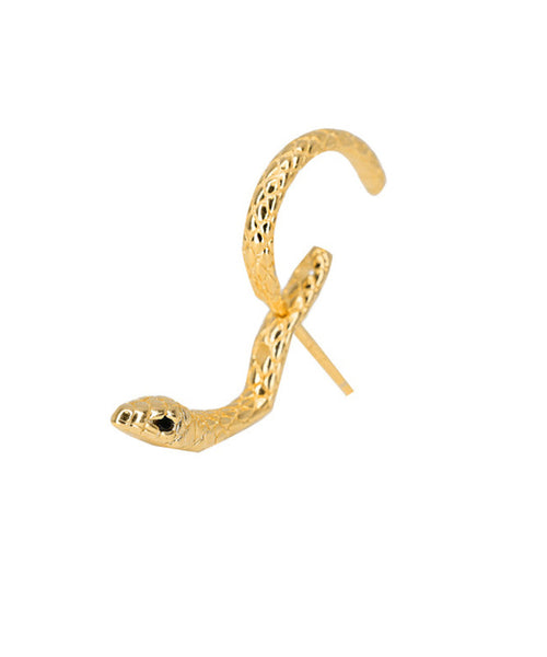 Sterling Overgild Earrings Stud Gold Serpentine Unique Silver FashionChic