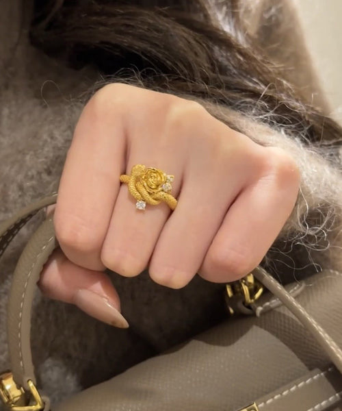 Rings Gold Rose Silver Unique And Snake Sterling Overgild Zircon FashionChic