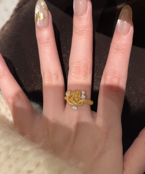 Rings Gold Rose Silver Unique And Snake Sterling Overgild Zircon FashionChic