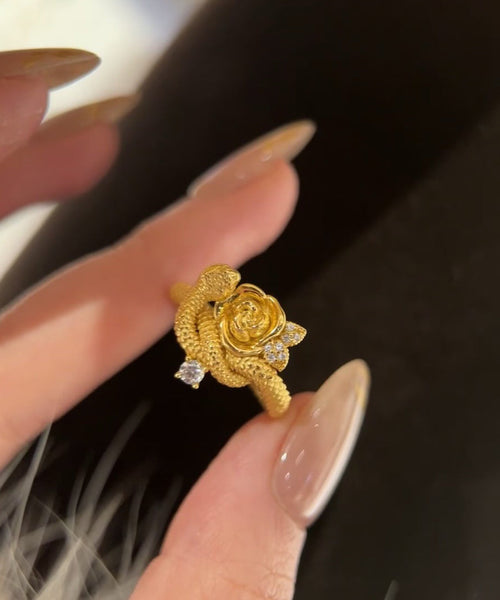 Rings Gold Rose Silver Unique And Snake Sterling Overgild Zircon FashionChic