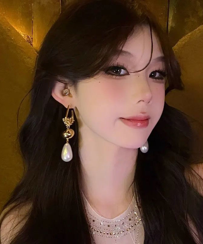 Gold Unique Pearl Overtild Tassel Sterling Earrings Drop Silver FashionChic