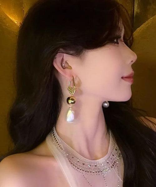 Gold Unique Pearl Overtild Tassel Sterling Earrings Drop Silver FashionChic