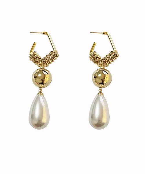 Gold Unique Pearl Overtild Tassel Sterling Earrings Drop Silver FashionChic