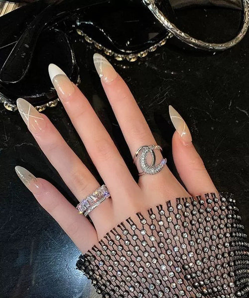 Two-Piece terling Zircon Set Gold Overgild Rings Silver Unique FashionChic