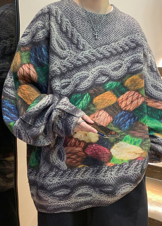 Unique Green Print Cable Knit Men Sweaters Fall QH034 MENSW241019