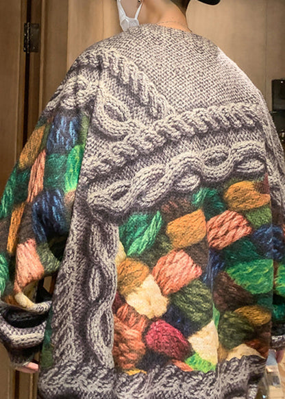 Unique Green Print Cable Knit Men Sweaters Fall QH034 MENSW241019