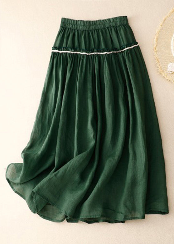 Unique Green Ruffled Patchwork Elastic Waist Skirt Summer VV064 HS-SKTS240627