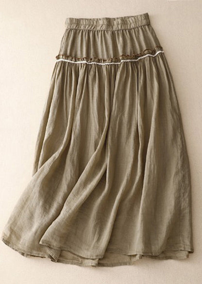 Unique Green Ruffled Patchwork Elastic Waist Skirt Summer VV064 HS-SKTS240627