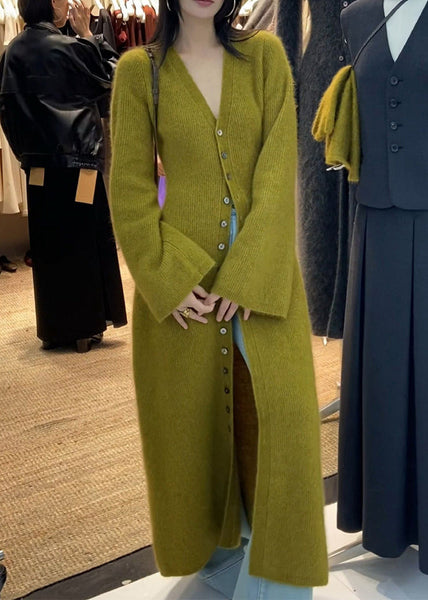 Unique Green V Neck Button Knit Long Cardigan Fall RS034 ABC