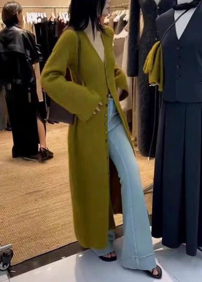 Unique Green V Neck Button Knit Long Cardigan Fall RS034 ABC