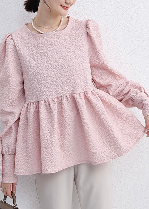 Unique Emboss Tops Blouse Up Cotton Back Fall Grey Lace FashionChic