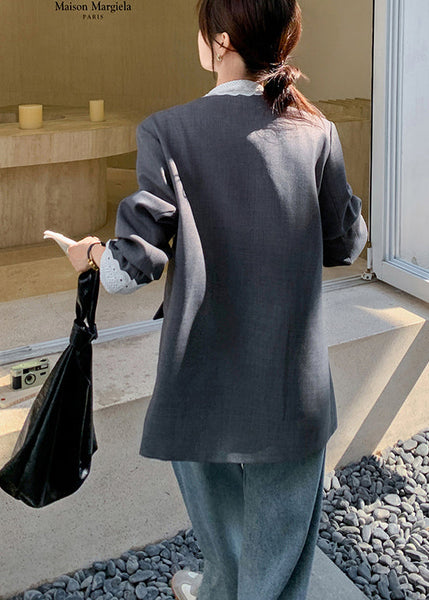 Unique Grey Oversized Patchwork Lace Coats Spring YO17 ABC