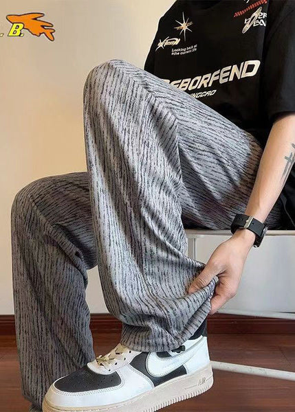 Pants Cotton Unique Grey Print Oversized Men Casual Clothing FashionChic