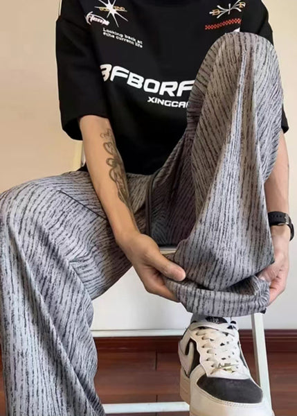Pants Cotton Unique Grey Print Oversized Men Casual Clothing FashionChic