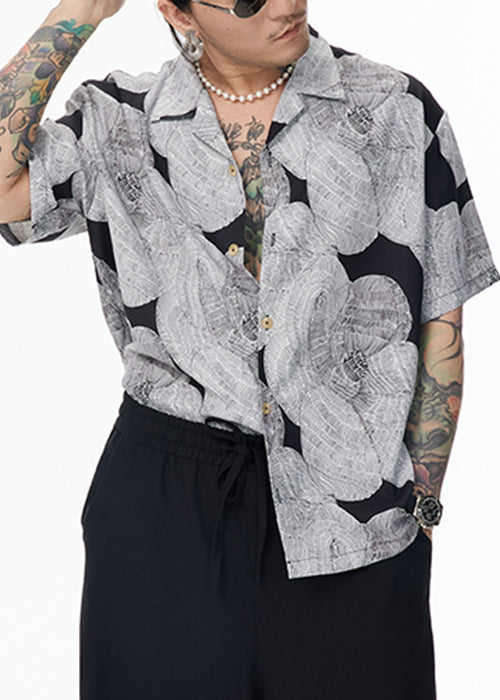 Peter Cotton Pan Design Grey Original Collar Shirt Unique Men FashionChic