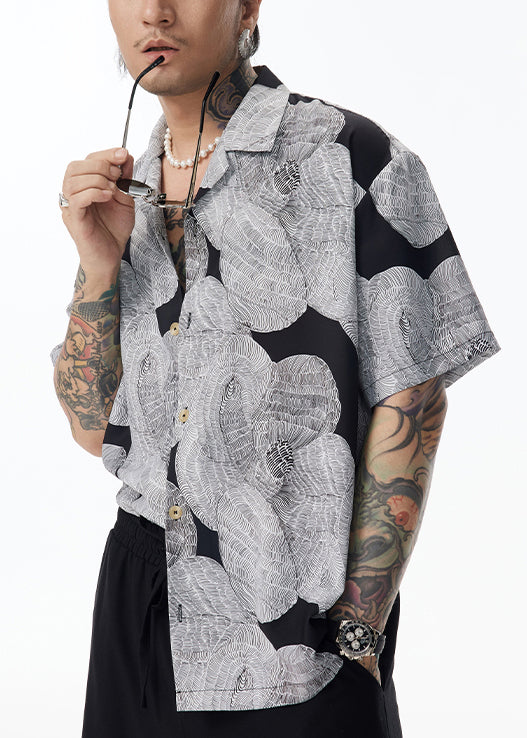 Peter Cotton Pan Design Grey Original Collar Shirt Unique Men FashionChic