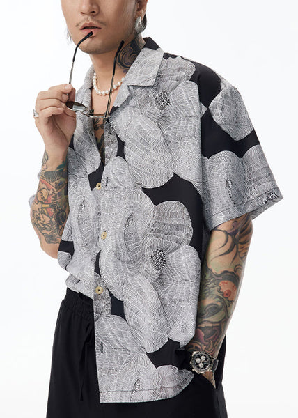 Peter Cotton Pan Design Grey Original Collar Shirt Unique Men FashionChic