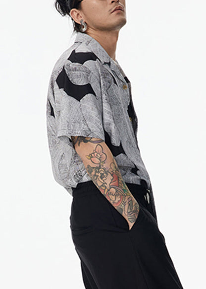 Peter Cotton Pan Design Grey Original Collar Shirt Unique Men FashionChic