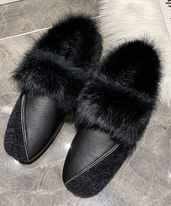 Unique Khaki Penny Loafers Splicing Fuzzy Wool Lined TQ062 ABC