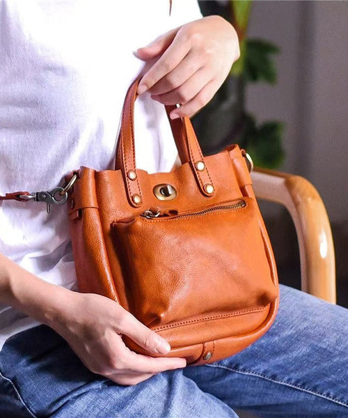 Unique Bag Durable Orange CrossBody Leather Solid Micro FashionChic