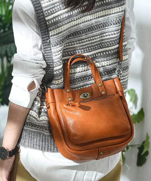 Unique Bag Durable Orange CrossBody Leather Solid Micro FashionChic