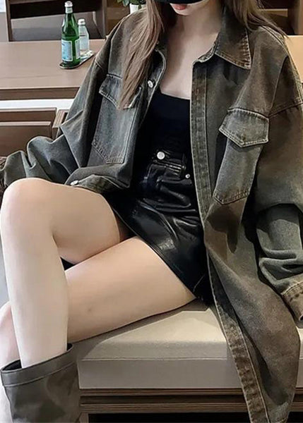 Unique Peter Pan Collar Patchwork Denim Coats Spring RP008 ABC