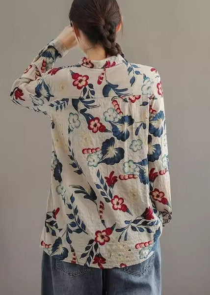 Unique Peter Pan Collar Print Cotton Shirts Long Sleeve AP053 GK-LTP240718