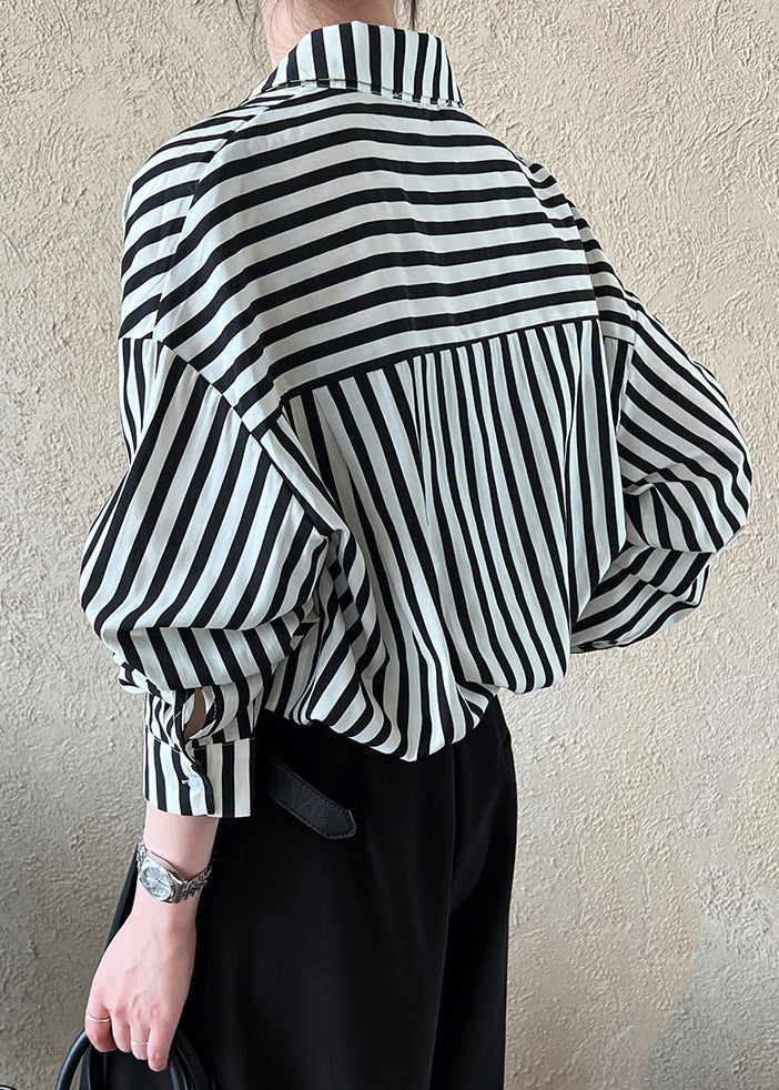 Unique Peter Pan Collar Striped Shirt Long Sleeve QE071 HS-LTP240925