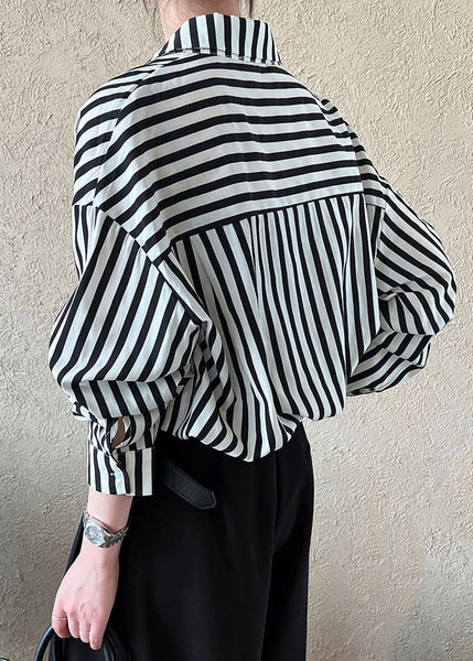 Unique Peter Pan Collar Striped Shirt Long Sleeve QE071 HS-LTP240925