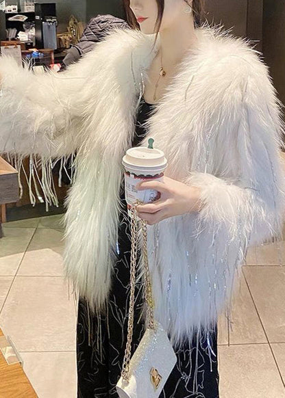 Unique Pink Tasseled Zircon Raccoon Hair Coats Winter YY009 ABC